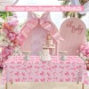 Homanu 3 Pack Pink Birthday Bow Party Decorations Tablecloths, Large