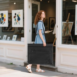 ZKOO Light Weight Art Portfolio Bag, Artist Canvas Case with Detachable Shoulder Strap, Leather Corners, Art Portfolio Case 18 X 24 for Artwork, Poster, Sketching, and Drawing (18" x 24" Black)