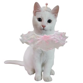 Mokburrim Birthday Party Supplies for Dogs and Cats Party Holiday Wedding Princess Costume Reusable Decorations Outfits for Multi Sizes Pets Hat and Bib Bandana Set(Pink)