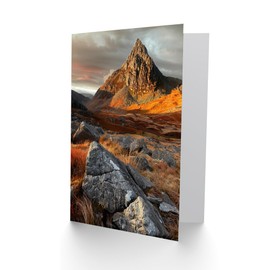 Artery8 Greeting Card Tryfan Mountain Summit Sunset Wales Snowdonia Blank For All Him Or Her Art Birthday Card