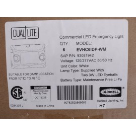 Dual-Lite Dual Lite Emc LED Light EVHC6IDP-WM EVHC, White, Mounting Plate Sold Seperately.