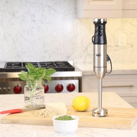 Total Chef Immersion Blender - Electric Handheld Stick Mixer with Stainless Steel Shaft, Variable Speed for Smoothies, Soups, Milkshakes, Baby Food, Puree, Batidora de Inmersión