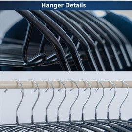 Cocomaya 16.5 Inch Black No Shoulder Bumps No Mark Non-Slip Rubber Coated Contour Meta Hanger for Sweater T-Shirt Suit Coat Uniform with Pants Bar Pack of 10