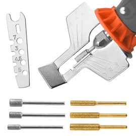 JONMON Chainsaw Sharpening Attachment Kit - 8Pcs Chain Saw Blade Teeth Sharpener Set with Angle Guide and Burr Grinding Stone Files for Outdoor Gardening Lawn Mower Chainsaw