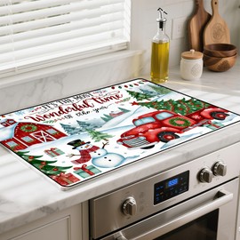 Heat-Resistant Stove Top Cover with Anti-Slip Rubber Coating – Merry Christmas Electric Stove Protector, Scratch-Resistant, Expands Counter Space (Car, 28.5"L x 20.5"W)