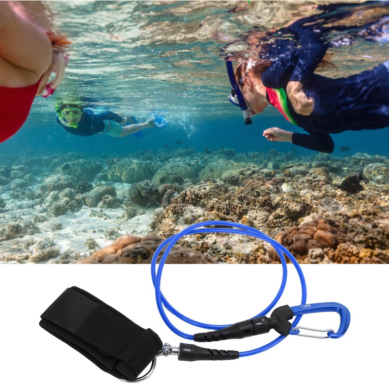 Freediving Lanyard Leash Diving Safety Rope Cable with Wristband Carabiner