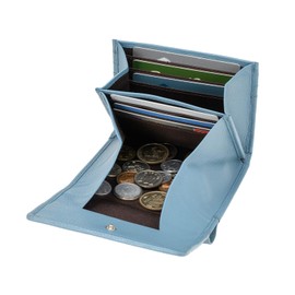 Milagro Sl-Sh-1337 Miragro Shrink Leather Bi-Fold Garcons Wallet, Women’s Wallet, Coin Purse, Brand, Leather, Gift, Spring Wallet, Present for Women, Christmas, Mother's Day, Respect for the Aged, sax