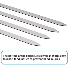 Kebab Skewers Set of 10 Stainless Steel BBQ Grilling Skewers Flat Reusable Metal Skewer Sticks 30cm for Outdoor Barbecues Family Gatherings and Camping Cooking