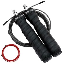 Weighted Jump Rope for Fitness, Home Gym, Boxing Workout Equipment | Adjustable Length, Portable, Men Women Kids CrossFit HIIT Interval Training (Skydive) (Dracula)