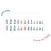 IMRAIN Press on Nails Medium Almond, Blue Pink Ombre Fake
