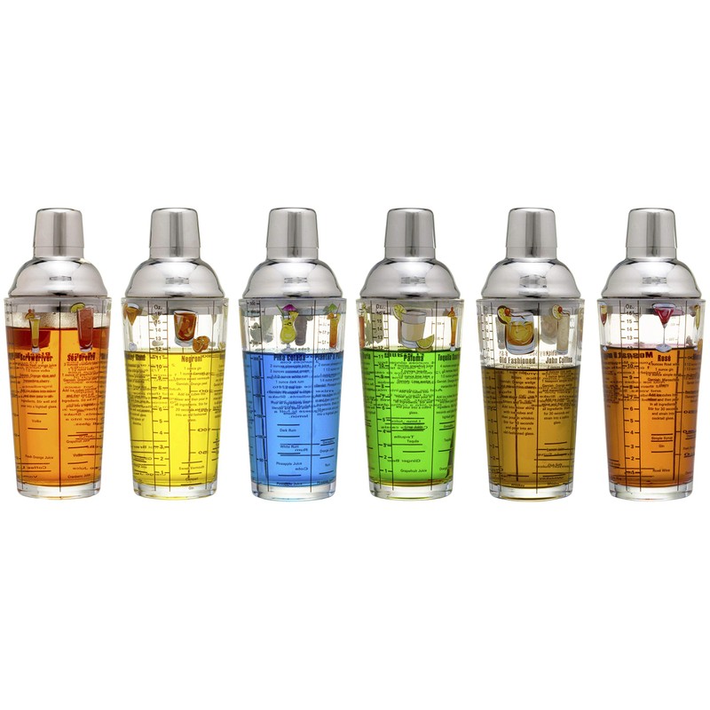 14 oz Recipe Glass Cocktail Shaker With Strainer Top -