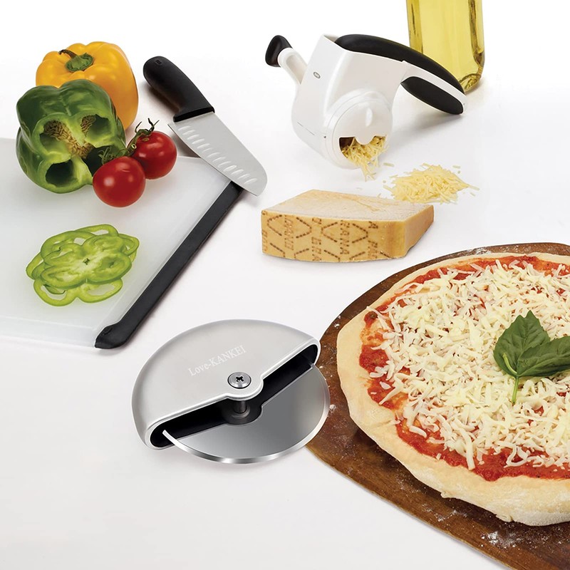 Love-KANKEI Pizza Cutter/Pizza Wheel/Pizza Slicer with Stainless Steel Comfortable Palm