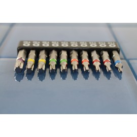 TEMO 10 pc Color Coded T10-T40 6 point Torx Impact Ready 2 Inch (50 mm) Long Screwdriver Insert Bit Set