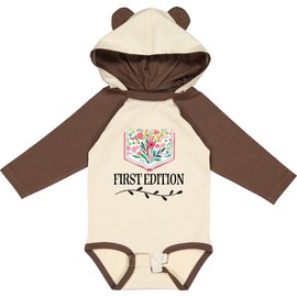 inktastic First Edition Librarian Baby Announcement Long Sleeve Creeper 6 Months Natural & Brown W Ears 45be9