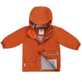 JAN & JUL Waterproof Fleece Lined Rain Jacket,Raincoat with Hood for Toddlers (Terracotta, Size 2T)