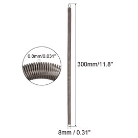 sourcingmap Extension Spring - 0.8mm Wire Dia , 8mm OD , 300mm Free Length Spring Steel Small Dual Hook Tension Spring 2pcs