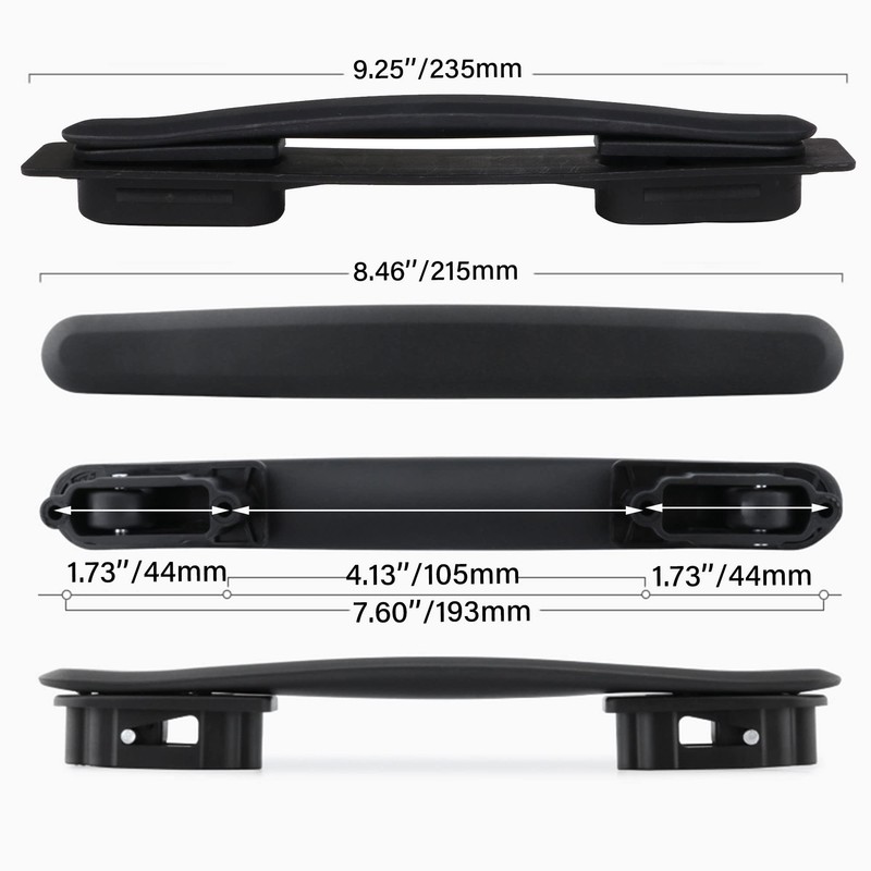 Mxfans 2 x Black B116 Suitcase Luggage Replacement Handle 215mm