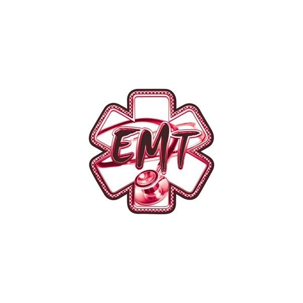 Pink EMT Stethoscope Star of Life Decal - 24" h