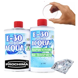 RESINA EPOSSIDICA TRASPARENTE, E-30 Effetto Acqua A+B, Certificata Atossica, 800 GR