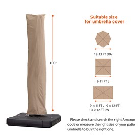 PURPLE LEAF Cantilever Umbrella Cover with Zipper Out door Umbrella Medium Patio Umbrella Cover, Black