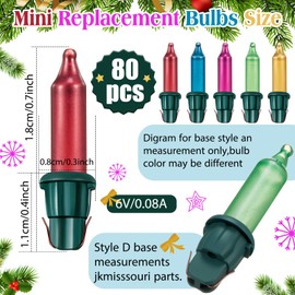 Mudder 80 Count Christmas Replacement Mini Light Bulbs with Base Christmas Tree Incandescent Wire String Lights Replacement Bulbs for Xmas Indoor Outdoor Decor(Pastel,6vx0.08a)
