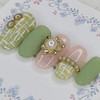 Moss Green Tweed Handmade Nail Tips - Square L /
