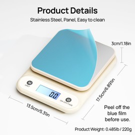 Digital Food Scale for Kitchen 11lb/0.1oz, 5kg/0.1g, Kitchen Scale for Cooking Baking, Built-in 300mAh Li-Battery, Rechargeable Type-C Charging White (1)