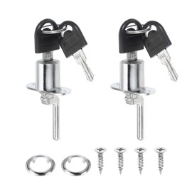 PATIKIL 2Pcs Drawer Lock with Keys, 19mm(3/4") File Cabinet Lock Keyed Different Alloy Lock Cylinder Desk Locks for Office Wardrobe Locker Showcase, Silver