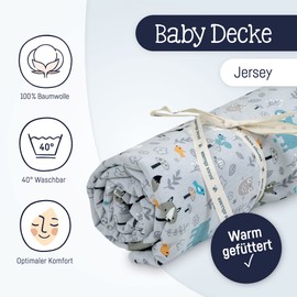 Julius Zöllner Jersey Blanket Lined Cotton Jersey Size 70 x 100 cm Made in Germany Oeko-Tex® Standard 100 Smart Friends