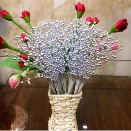 xinhuida 100PC Bridal Wedding Pearl Bouquet Party Decoration Pearl String Beaded Garland – Beads Garlands Wedding Party Decoration DIY Accessories for Christmas (Silver)