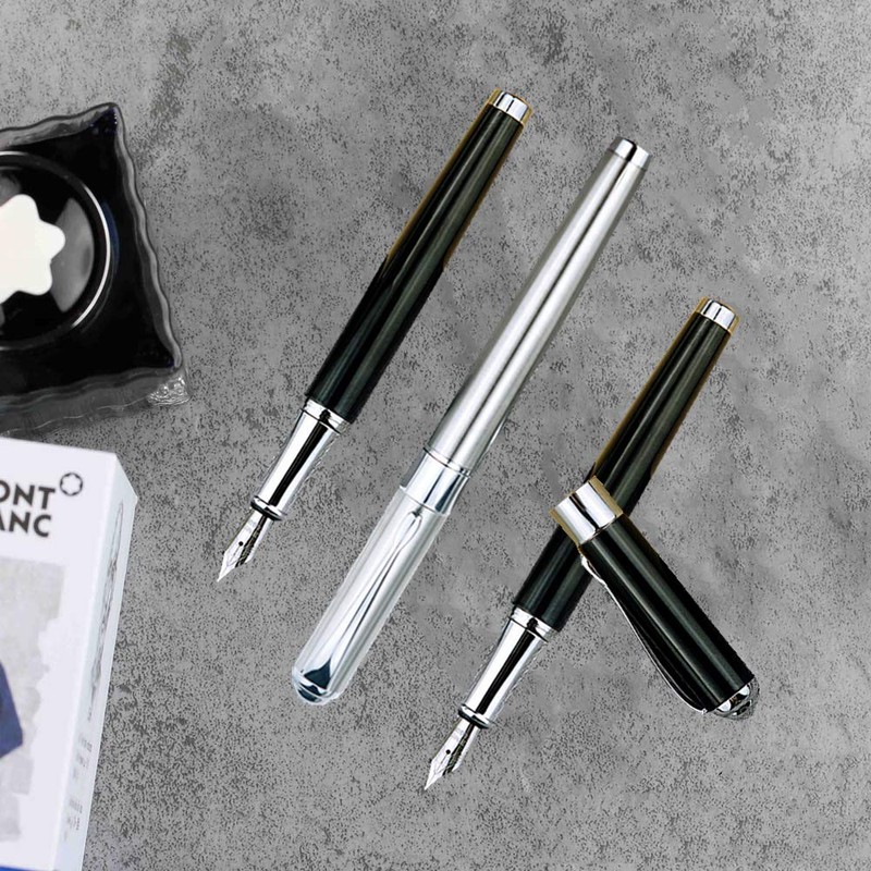 2 Pcs Classic Fountain Pens Smooth Stainless Steel Pen Set