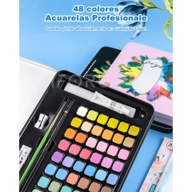 Set de Acuarelas Profesionales LONK con 48 Colores y Accesorios