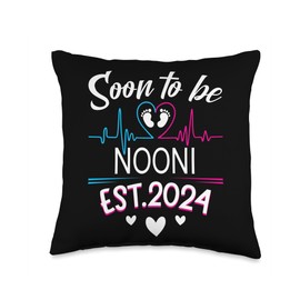 Soon To Be NOONI Est.2024 Pregnancy Announcement Baby Shower Throw Pillow, 16x16, Multicolor