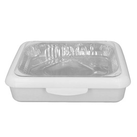 Dual Design Foil Tray Holder Set with Removable Lid, Insulated Food Carrier Stackable Lightweight Portable for Traveling, Picnic, Party, Camping