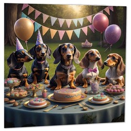 Dachshund Birthday Party Card - Sausage Dog Dachshund card bday 145mm x 145mm