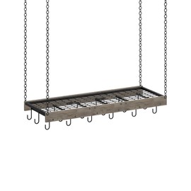 CHOEZON Hanging Pot Rack, Ceiling Wall Mounted Pot Rack for Kitchen, Industrial Style Pot Hanger with 18 Hooks, Cookware Storage Organizer, for Pots and Pans, Greige and Black TPR12BGC1