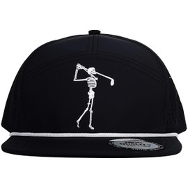 Funny Golf Hats Flat Bill for Men Women,Golf Gifts Skull Baseball Cap for Adults Humor, 3.black-2, One Size