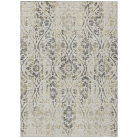 Homeroots 3' X 5' Beige Floral Washable Indoor Outdoor Area Rug
