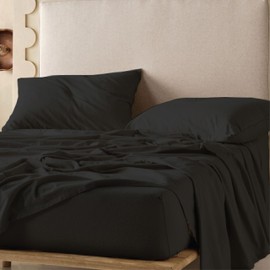 QUEENSBAY Twin Sheets Set, 3 Pieces Super Soft Microfiber Bed Sheet Set with 16 Inch Deep Pocket, Cooling, Wrinkle Free, Hotel Luxury Bedding for Women, Men, Kid & Teen, Oeko-Tex, Black