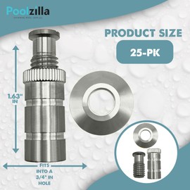 Poolzilla 25 Pack Stainless Steel Pool Cover Anchors for Concrete and Pavers, Made of High Grade SS 304 for Added Durability