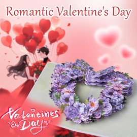 FIAMR Flowers and Hearts 3D Greeting Card - Various Flowers and Hollow Heart 3D Paper Sculpture Valentine's Day/Mother's Day Multi-layer Paper Cut Card - with envelope and blank label