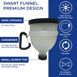 YeeMair Protein Powder Container to Go, 4 Pack Protein Powder Travel Container with Carabiners, No-Mess Protein Powder Storage Container, Essential Protein Funnel for On-the-Go Use