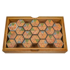 LOGOPLAY Hexadomino - Hexamino - Hexagon Domino - Tile Game - Wooden Board Game with 63 Tiles