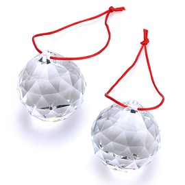 Btsky 2 Stück 50 mm Klarer Kristall Prismen Ball Sonnenfänger Kristall Kugel Aufhängen Kristallball mit Geschenk-Box für Feng Shui Zuhause Hochzeit Party Dekoration