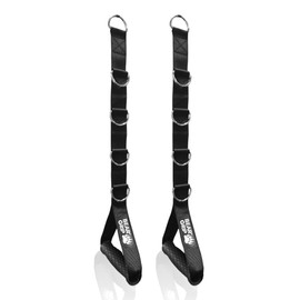 BEAR GRIP - Cable Machine Handles, Resistance Band Handles, Strong Nylon Webbing and D-Ring for gym and home workouts (Sold in Pairs)