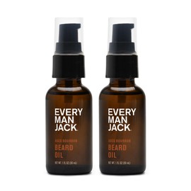 Every Man Jack Beard Oil for Men - Subtle Aged Bourbon Scent - Naturally Moisturize and Softens Beard w/Shea Butter & Argan Oil - 1 fl oz (2 pack)