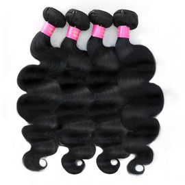 Human Hair Body Wave Bundles 18 20 22 24 Inch Human Hair 4 bundles 100 percent Human Hair Bundles Raw Bundles Human Hair 4 Bundles Natural Black Sew In Bundles Human Hair Glossy Hair Bundles