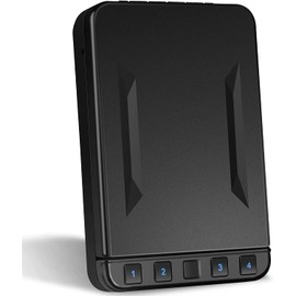 Gun Safe for Pistol, Quick Access Handgun Safe Firearm Lock Box,Gun Case for Home/Car/Travel - Keypad/Key Access,Silent Mode (PIN Code Version)