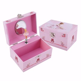TAOPU Keepsake Musical Jewelry Box with Spinning Light pink ballerina Girl Music Box Jewel Storage Case for Girls