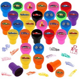 Hxezoc 24 Pieces Race Car Print Stamp, Mini Colorful Self Inking Stamps Party Favors Assorted Stamp Set for Classroom Party Educational Learning Activities Supplies